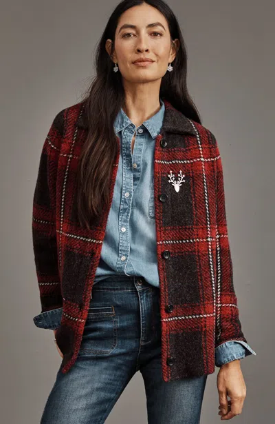 Jjill J.jill Plaid Button-front Sweater In Dark Charcoal Heather Multi