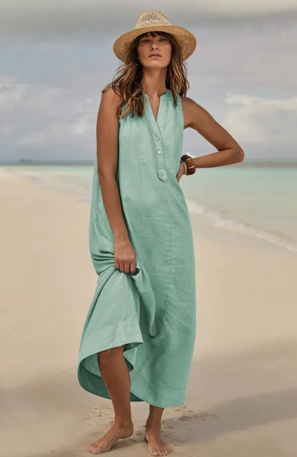 amazhiyu linen dress Women's 100% Linen Sleeveless Midi Dresses with Belt main image 1