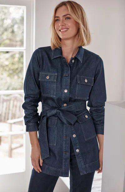 Jjill Plus Size Belted Denim Jacket In Camden Blue Wash