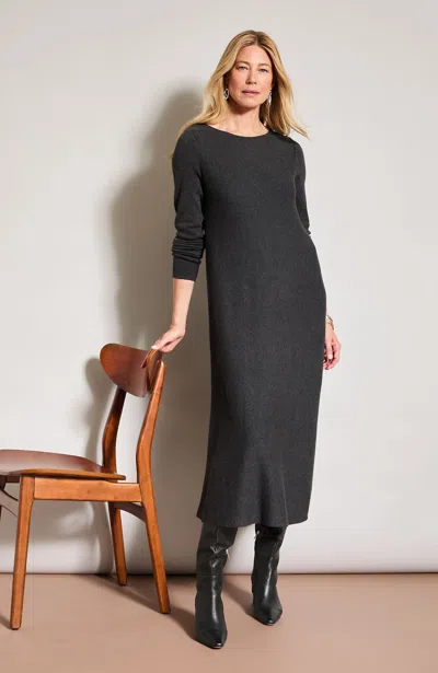 Jjill Plus Size Boat-neck Midi Sweaterdress In Black