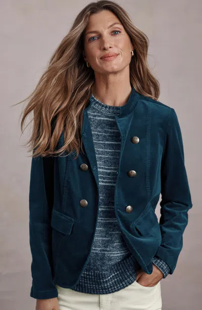 Jjill Plus Size Corduroy Military Jacket In Blue