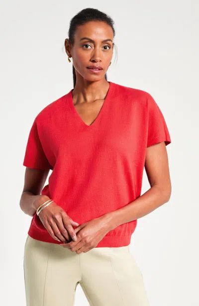 Jjill Plus Size Cotton Cashmere Pullover Sweater In Roma Tomato