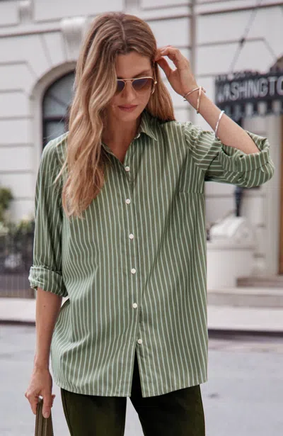 Jjill Plus Size Cotton-blend Button-front Tunic In Green