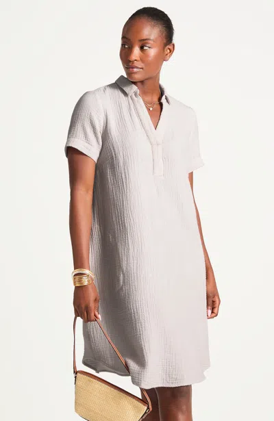 Jjill Plus Size Cotton-gauze Popover Dress In Neutral