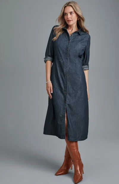Jjill Plus Size Denim Midi Shirtdress In Blue