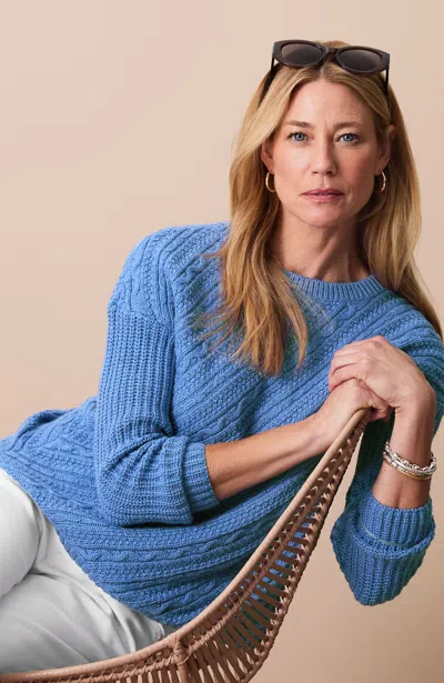Jjill Plus Size Diagonal-cabled Sweater In Blue