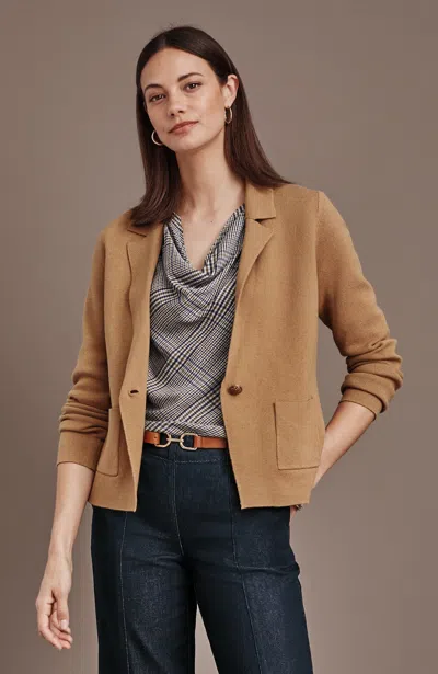 Jjill Plus Size Double-knit Sweater Blazer In Brown Sugar