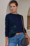 Jjill Plus Size Embroidered Pullover Sweatshirt In Classic Navy/pine
