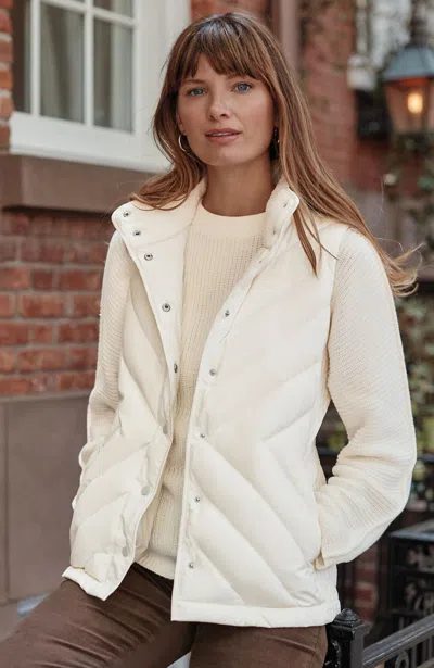 Jjill Plus Size Faux Sherpa-collar Down Vest In Cream