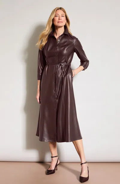 Jjill Plus Size Faux-leather Tie-waist Dress In Brown