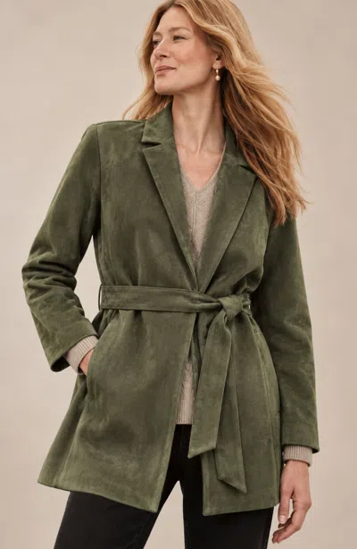 Jjill Plus Size Faux-suede Belted Jacket In Light Spanish Moss