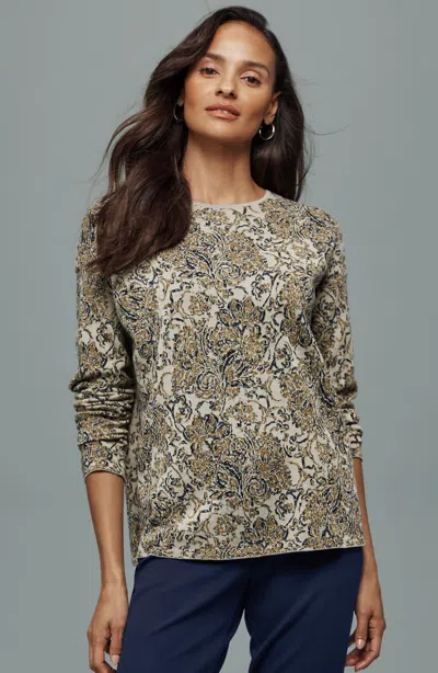 Jjill Plus Size Fine-floral Jacquard Sweater In Green