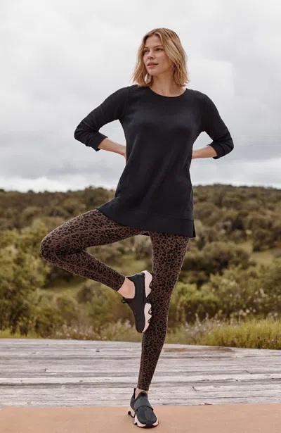 Jjill Plus Size Fit Breathe Cotton Leggings In Cafe Classic Leopard