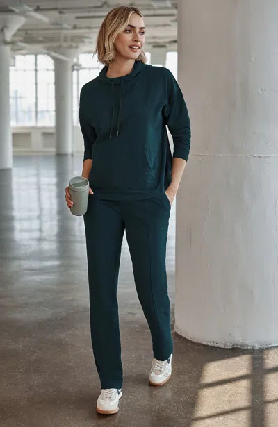 Jjill Plus Size Fit Fleece Straight-leg Pants In Black Sea