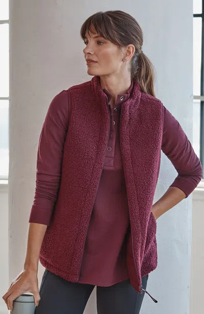 Jjill Plus Size Fit Reversible Sherpa Vest In Burgundy