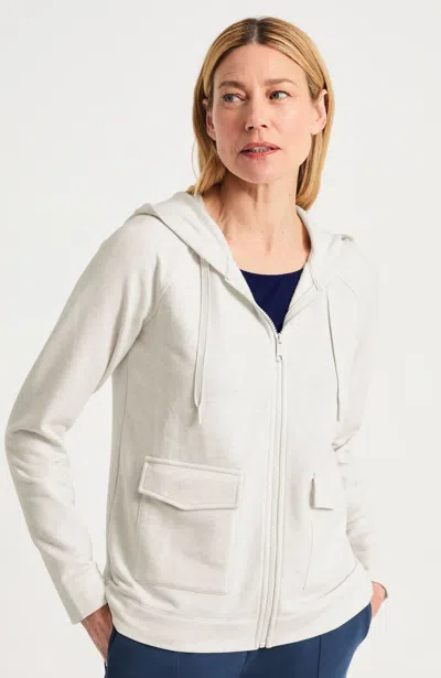 Jjill Plus Size Fleece Zip-front Hoodie In Pearl White Heather
