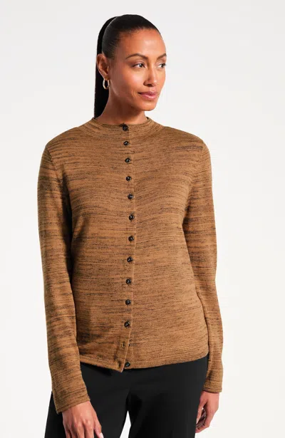 Jjill Plus Size Funnel-neck Cardigan In Saddle/shale