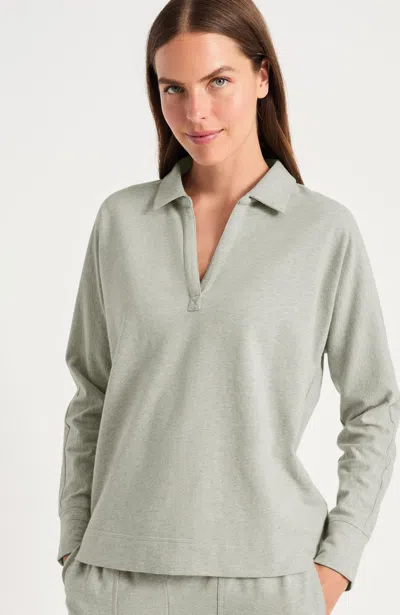 Jjill Plus Size Getaway Split-neck Sweatshirt In Grey Heather