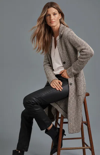 Jjill Plus Size Herringbone Sweater-jacket In Brown