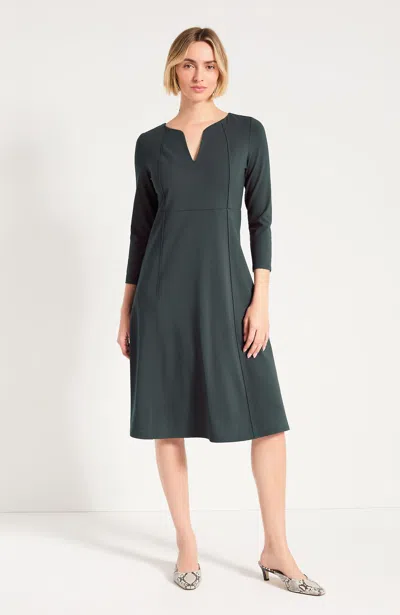 Jjill Plus Size Knit Split-neck Dress In Moss Stone