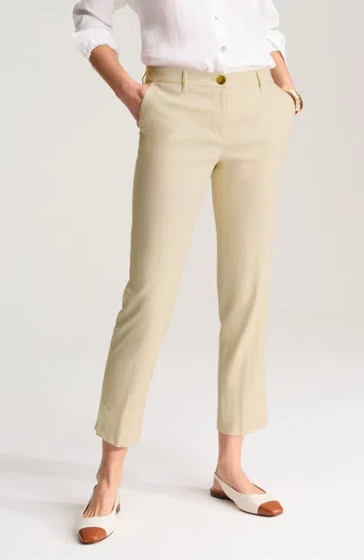 Jjill Plus Size Linen-stretch Slim-leg Pants In Gray