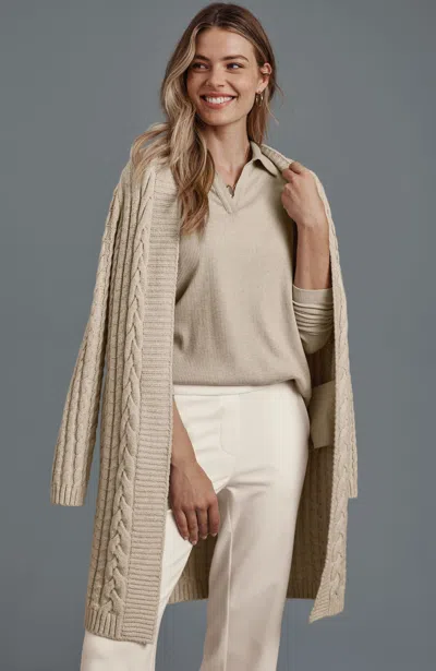 Jjill Plus Size Long Cabled Cardigan In Neutral