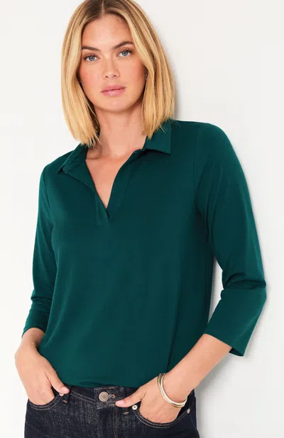 Jjill Plus Size Luxe Supima Polo Shirt In Forest Green
