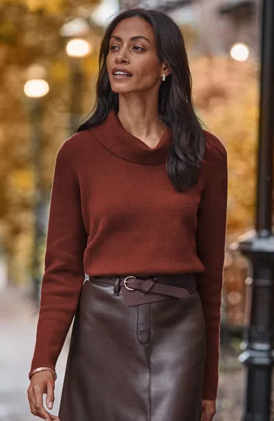 Jjill Plus Size Majestic Cowl-neck Sweater In Burnt Sienna