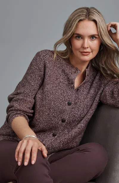 Jjill Plus Size Marled Rib-texture Cardigan In Port Multi