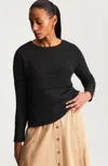 Jjill Plus Size Open-texture Pullover Sweater In Black