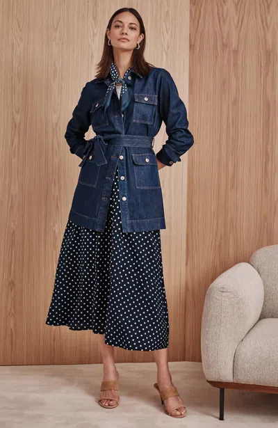 Jjill Plus Size Polka-dot A-line Skirt In Classic Navy Elegant Dots