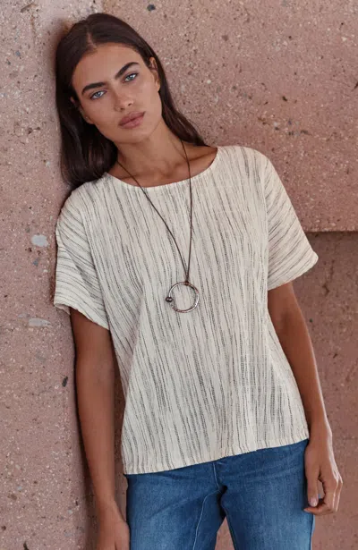 Jjill Plus Size Pure Jill Dolman Crinkle Top In Cream/coffee Bean