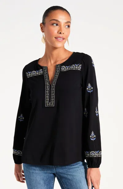 Jjill Plus Size Pure Jill Embroidered Knit Top In Black Multi