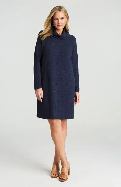 Jjill Plus Size Pure Jill Marled Cowl-neck Dress In Azure Heather/charcoal Blue