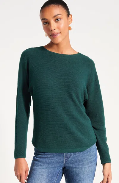 Jjill Plus Size Pure Jill Ribbed Dolman-sleeve Sweater In Pine Green
