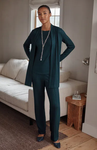 Jjill Plus Size Pure Jill Soft-knit Straight-leg Trousers Pants In Black Sea