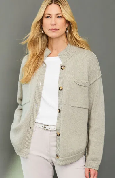 Jjill Plus Size Relaxed Patch-pocket Cardigan In Soft Weimaraner Heather