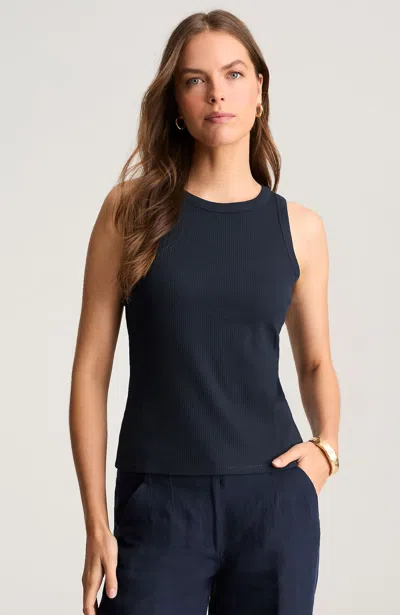 Jjill Plus Size Ribbed Tank Top In Navy Blue