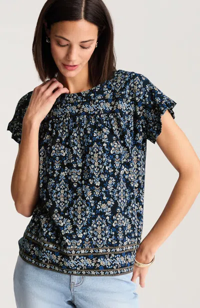 Jjill Plus Size Scarf-print Cap-sleeve Top