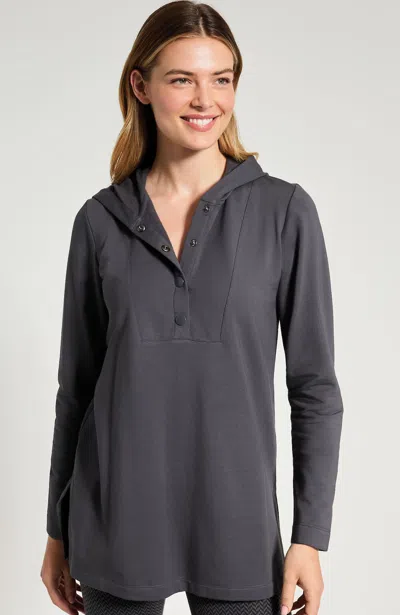 Jjill Plus Size Snap-front Hooded Tunic In Flint