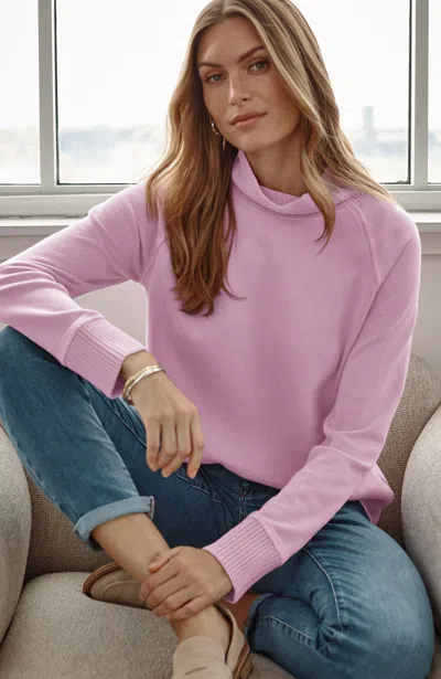 Jjill Plus Size Sweater-trim Mock-neck Top In Light Berry Ice