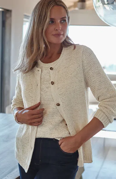 Jjill Plus Size Tape-yarn Layering Cardigan In Sea Salt