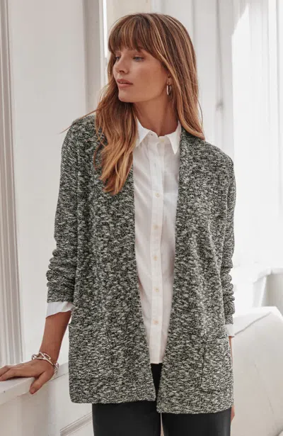 Jjill Plus Size Textured Slub Cardigan In Black/cream