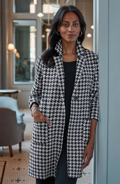 Jjill Plus Size Wearever Houndstooth Jacket In Black/cream
