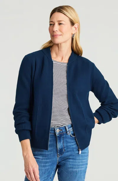 Jjill Plus Size Zip-front Cardigan In Navy Blue