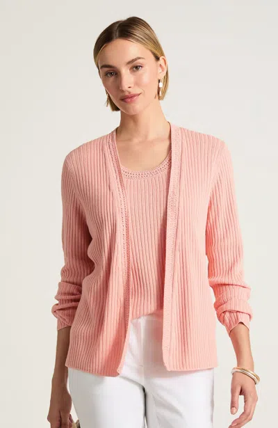 Jjill Pointelle Open-front Cardigan In Pink