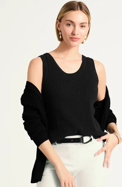 Jjill Pointelle Sweater Tank Top In Black