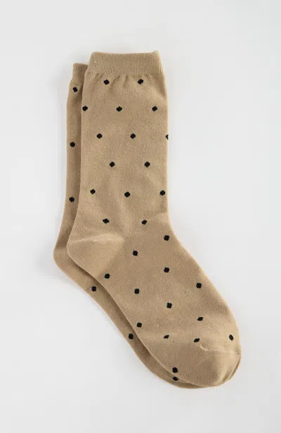 Jjill J.jill Polka-dot Crew Socks In Golden Beige,black