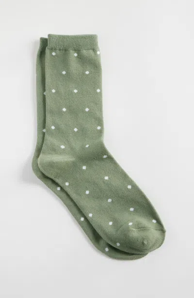 Jjill J.jill Polka-dot Crew Socks In Willow,cream