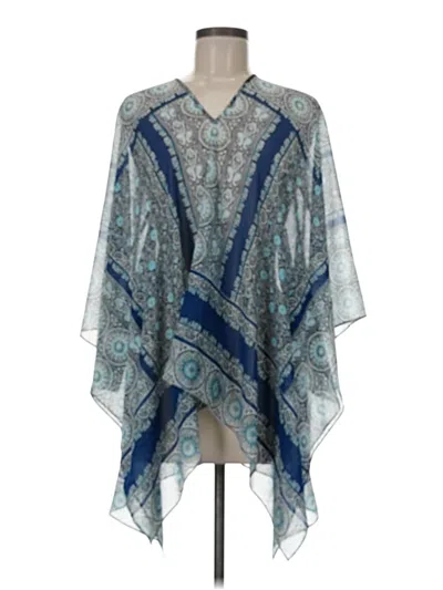 Pre-owned Jjill Poncho In Blue